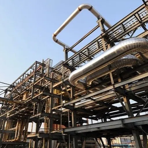 Steel pipe rack and process structure at a refinery